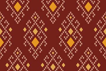 Red traditional ethnic pattern paisley flower Ikat background abstract Aztec African Indonesian Indian seamless pattern for fabric print cloth dress carpet curtains and sarong