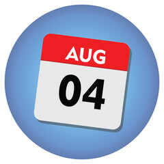 Fototapeta premium 04 august icon with white background, calender icon