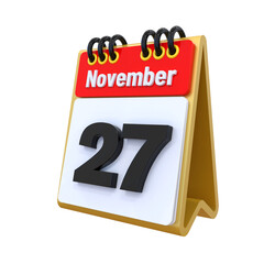 27 November Calendar icon 3d