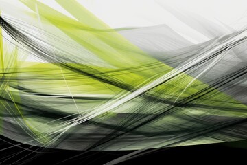 An abstract painting with green and white lines