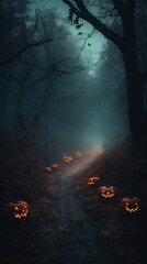 Spooky path in halloween night