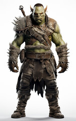 fierce Orc in Battle Armour on isolated White Background