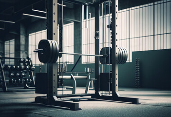 Fototapeta na wymiar Treadmill in modern gym. Toned image. 3D Rendering generative ai