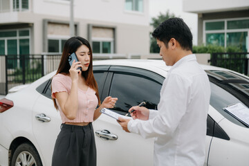 Customers and car insurance agents have entered into agreements and signed documents to claim...