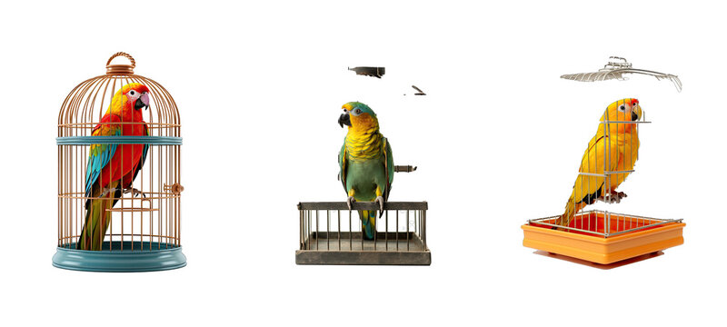 bird parrot in cage illustration animal beautiful, wildlife nature, tropical zoo bird parrot in cage
