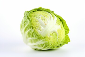 A fresh head of cabbage on a clean white background