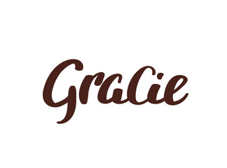 "Gracie" handwritten lettering. Text for card, menu, cover, poster, banner. Vector illustration.