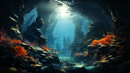 Fototapeta na wymiar underwater landscape background
