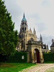 Bayeux, August 2023 - Visit the magnificent medieval town of Bayeux in Normandy - View of the magnificent Notre-Dame de Bayeux cathedral