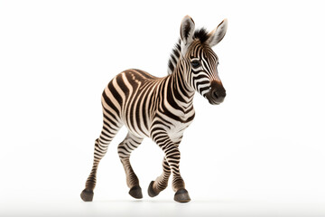 a zebra is walking on a white surface