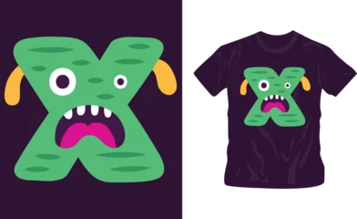 Fotobehang Halloween monster alphabet cool t-shirt design editable template © Graphics Guardian