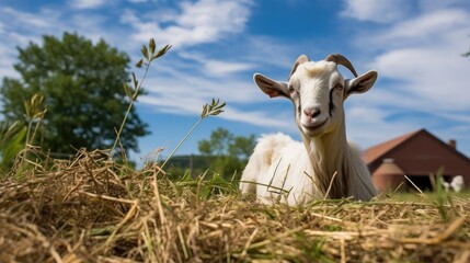 serene beauty of farm life with goats.