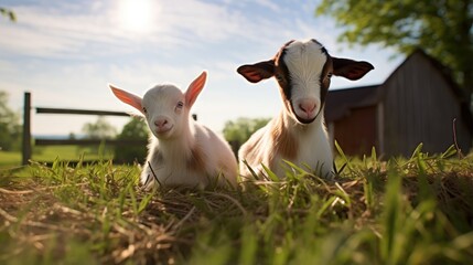 serene beauty of farm life with goats.