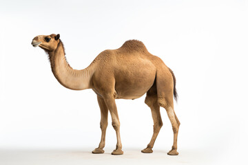 a camel standing on a white surface with a white background