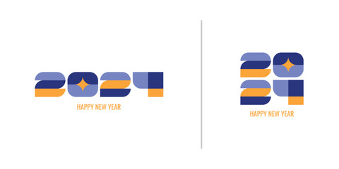 2024 typography logo design concept. Happy new year 2024 logo design