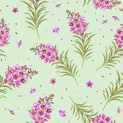 Vector seamless floral pattern with fireweed plant - 645246805