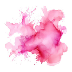 pink paint splashes isolated white background