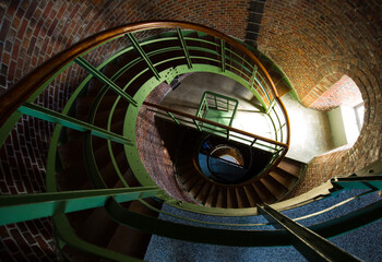 staircase inside an old lighthouse