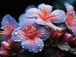 Highly Detailed Beautiful Flowers with Water Drops