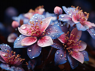 Highly Detailed Beautiful Flowers with Water Drops