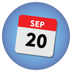 Fototapeta premium 20 september icon with white background, calender icon