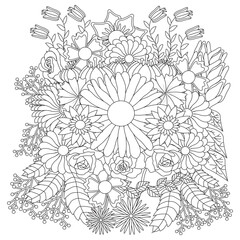 abstract floral flower background adult coloring page mandala intricate detailed stress relief vector