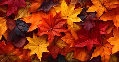 Naklejka na ściany i meble Autumn leaves background Generative AI