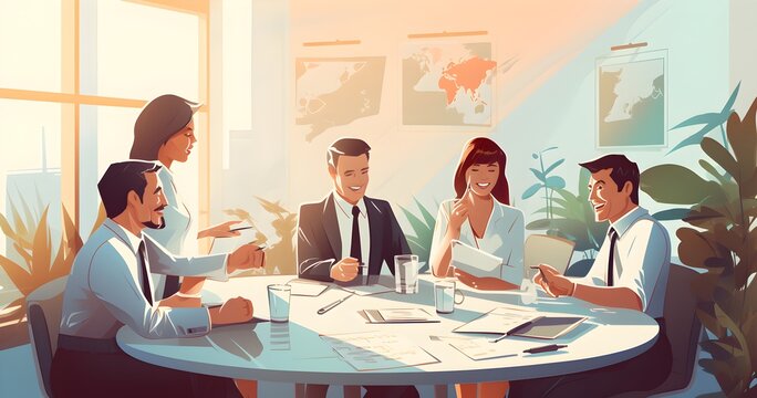 Business meeting office illustration background Generative AI