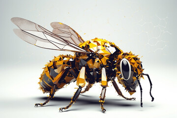 Honey bee isolated on a white background. 3d illustration. generative ai - obrazy, fototapety, plakaty