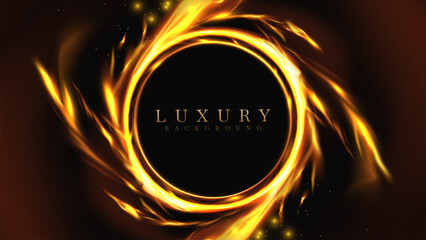 Circle flare frame  with spark effects decoration on black background. Vector illustration.