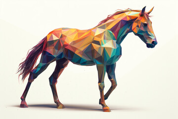 Horse abstract polygonal illustration. Polygonal horse. generative ai