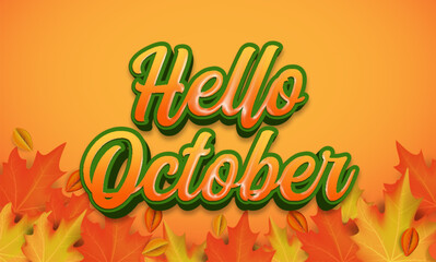 Hello october text effect banner template