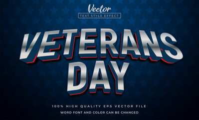 Obraz premium Veterans day celebration editable text effect