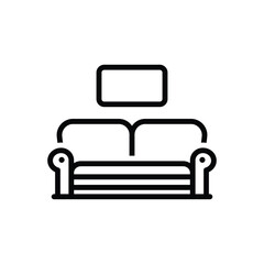 Black line icon for sofa 