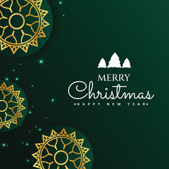 Happy merry Christmas wishing or greeting card with green color background post or banner design vector file
