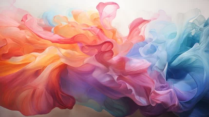 Fototapeten Rainbow colorful smoke or abstract wave swirl on white background © DenisNata