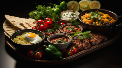 Highly Detailed Top-Down View of Vibrantly Colored Mexican Foods