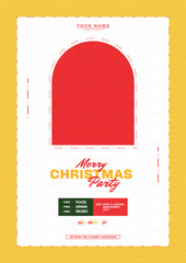 merry Christmas party  poster or flyer design with paper texture 