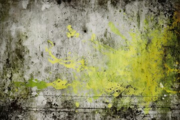 A vibrant yellow and black painting on a wall
