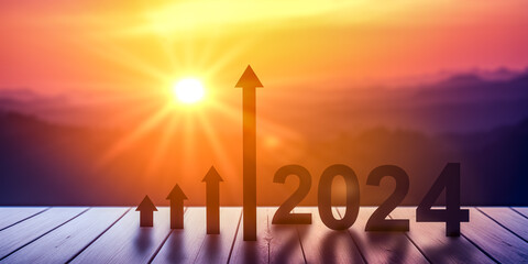 2024 Growth and development chart of company in new year 2024. Planning,opportunity, challenge and...