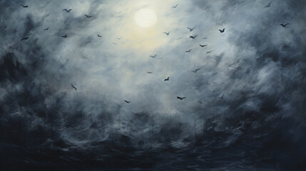 Obraz premium Hand painted landscape with sky and clouds