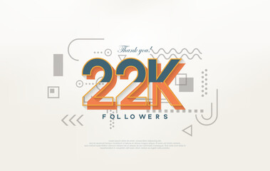 22k followers Thank you, with colorful cartoon numbers illustrations.
