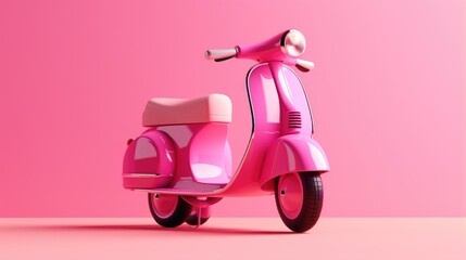 Fototapeta na wymiar pink motorcycle isolated on pink background