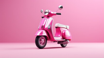 Fototapeta na wymiar pink motorcycle isolated on pink background