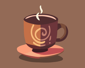 Vector isolated illustration of a cup of coffee on a white background. Cafeteria. Hot drink in a cup.