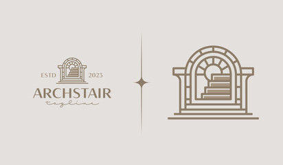 Minimal Linear Doors Staircases Logo Template. Universal creative premium symbol. Vector illustration. Creative Minimal design template. Symbol for Corporate Business Identity