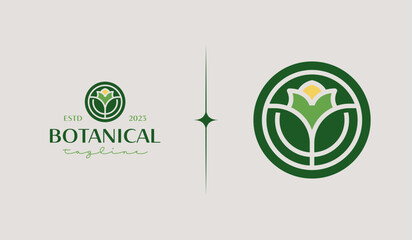 Leaf Flower Plant Logo Template. Universal creative premium symbol. Vector illustration. Creative Minimal design template. Symbol for Corporate Business Identity