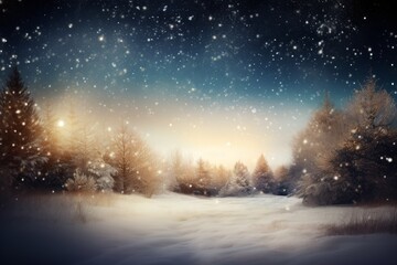Fototapeta na wymiar A winter wonderland with snow-covered trees