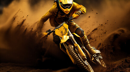 Fototapeta premium Motocross Racers on Dirt . Extreme Sports and Motorsports photos. Ai generative.