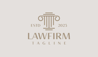 Law Firm Pillar Justice Monoline Logo Template. Universal creative premium symbol. Vector illustration. Creative Minimal design template.